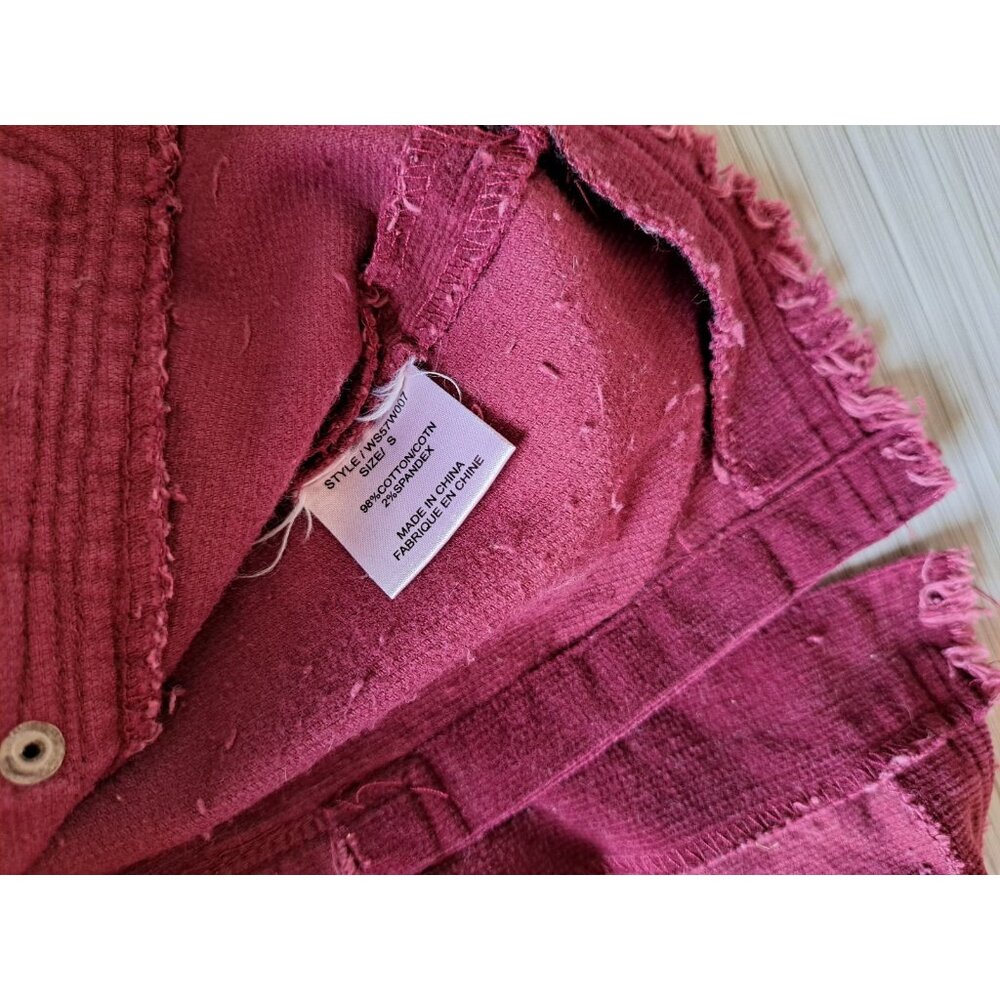 Y2K Wet Seal Corduroy Blazer Jacket Women's Small Burgundy Academia  Raw Hem - Picture 8 of 8